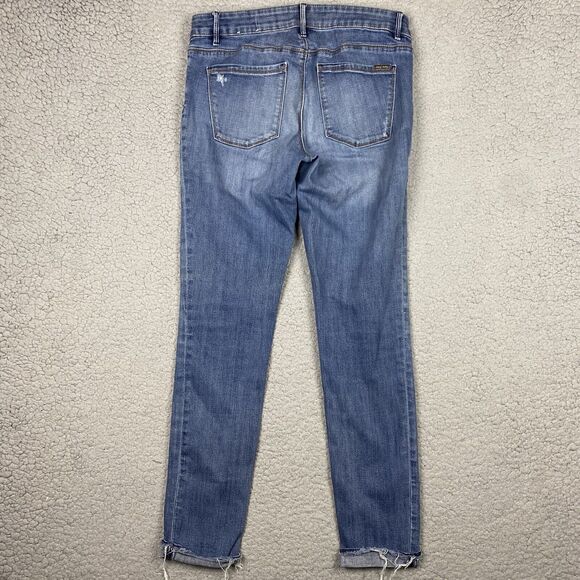 White House Black Market Skimmer Jeans Womens 4 Distressed Ankle Cuff 30x30 WHBM - Picture 4 of 16